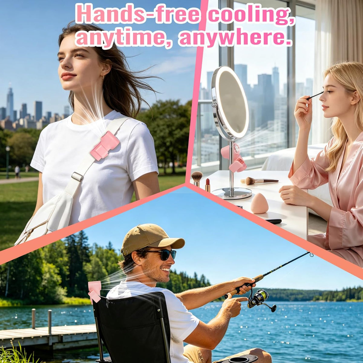 Clip-On Portable Fan Rechargeable Personal Handheld Mini Fan with LED Display Stroller Fan 360° Rotatable Small Bladeless Fan Clip on for Shirt 6-Speed For Outdoor & Travel & Office