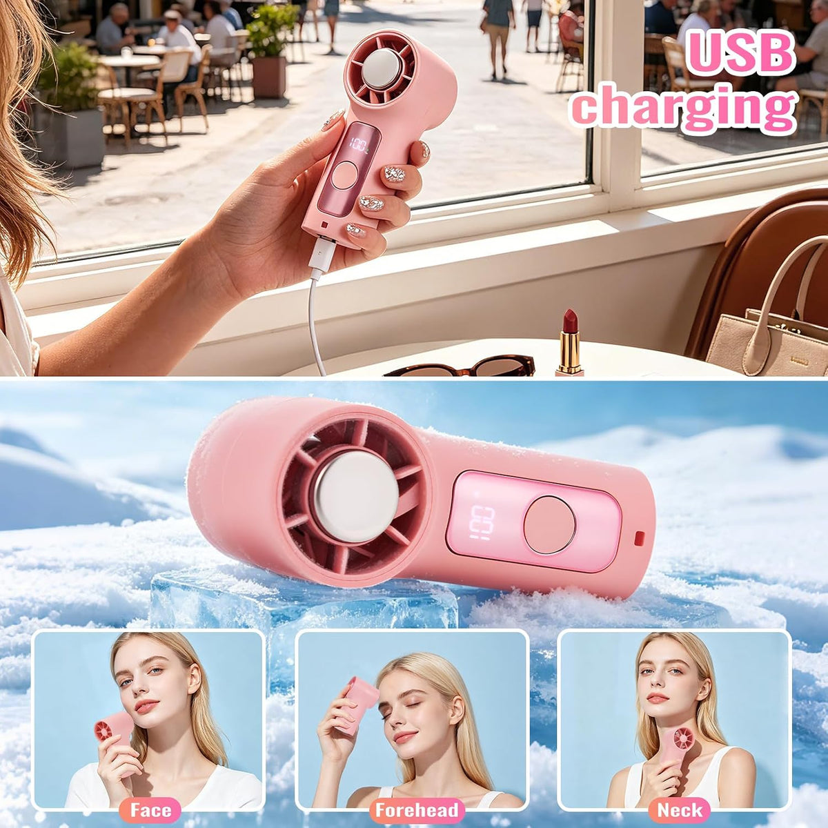 Clip-On Portable Fan Rechargeable Personal Handheld Mini Fan with LED Display Stroller Fan 360° Rotatable Small Bladeless Fan Clip on for Shirt 6-Speed For Outdoor & Travel & Office