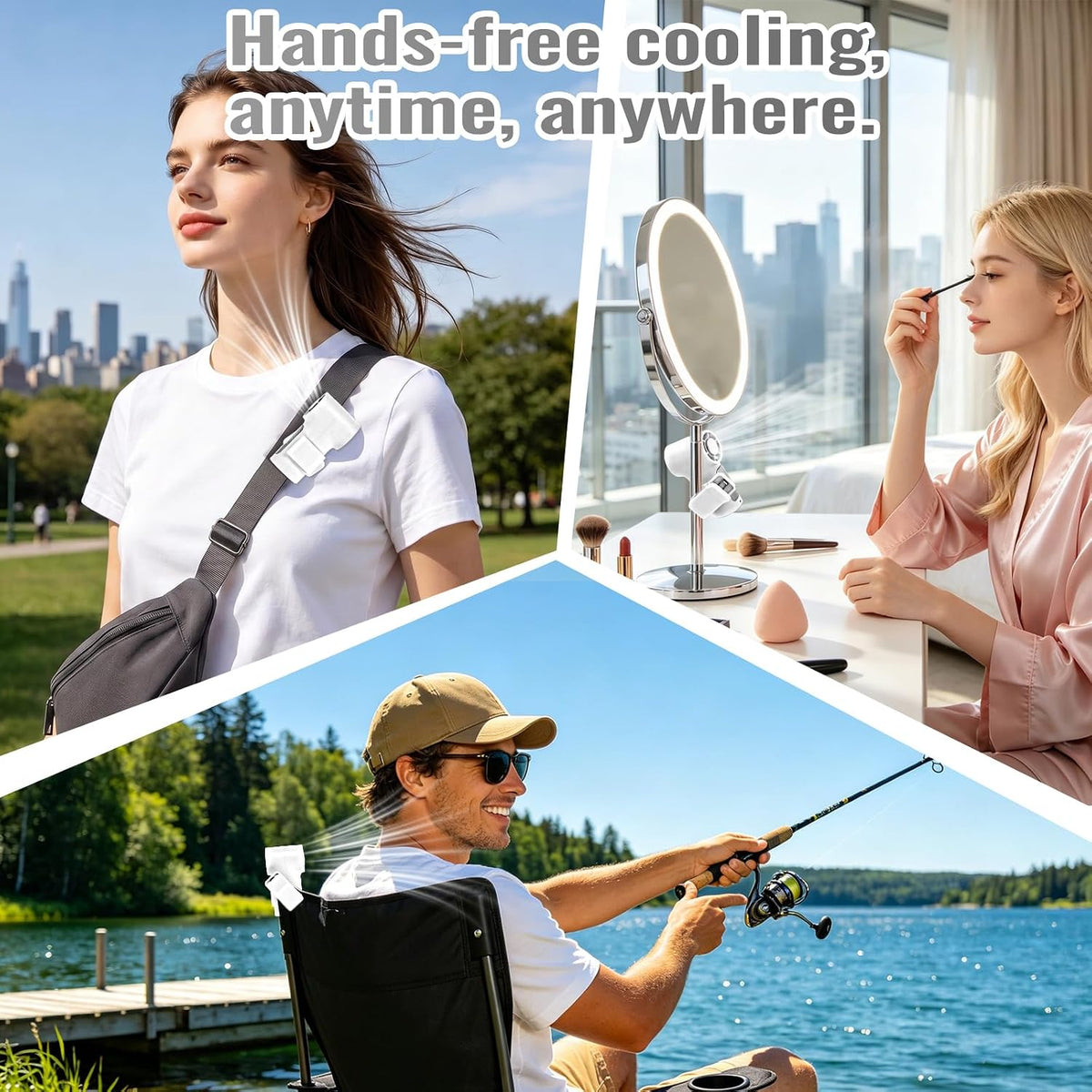 Clip-On Portable Fan Rechargeable Personal Handheld Mini Fan with LED Display Stroller Fan 360° Rotatable Small Bladeless Fan Clip on for Shirt 6-Speed For Outdoor & Travel & Office