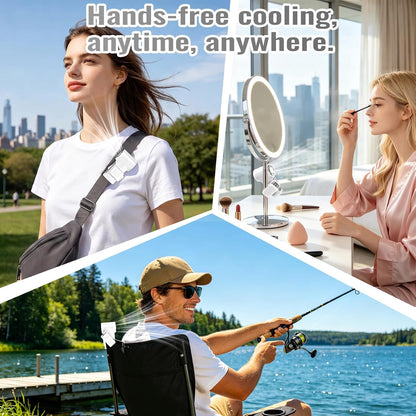 Clip-On Portable Fan Rechargeable Personal Handheld Mini Fan with LED Display Stroller Fan 360° Rotatable Small Bladeless Fan Clip on for Shirt 6-Speed For Outdoor & Travel & Office