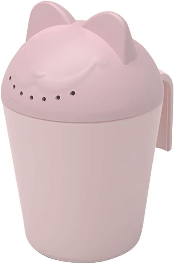 Control The Flow Baby Rinse Cup Cute Cartoon Cat Baby Rinser to Wash Hair and Body Pail Shampoo Rinser Rinser-Cup for Bath Time with Easy Grip Handle and 7 Water Outlets Green