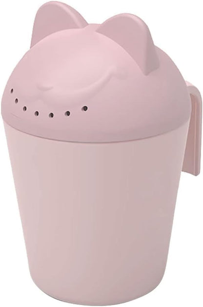 Control The Flow Baby Rinse Cup Cute Cartoon Cat Baby Rinser to Wash Hair and Body Pail Shampoo Rinser Rinser-Cup for Bath Time with Easy Grip Handle and 7 Water Outlets Green