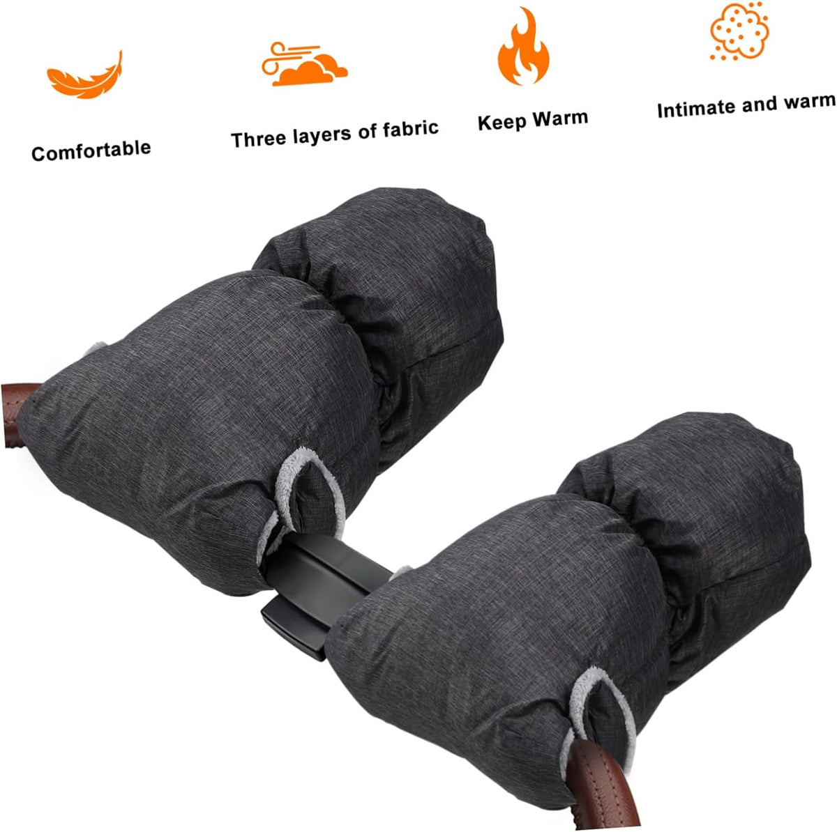 1pair Stroller Gloves Hand Muffs for Cold Weather Deep Mittens Elastic Band Three Layers of Stroller Accessories for Fall and