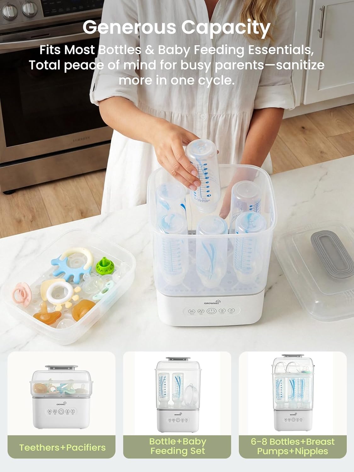 Space Saving Baby Bottle Sterilizer and Dryer with Travel Set
