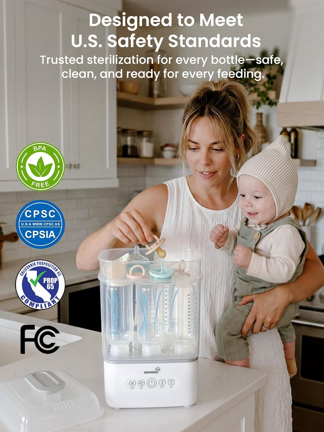 Space Saving Baby Bottle Sterilizer and Dryer with Travel Set