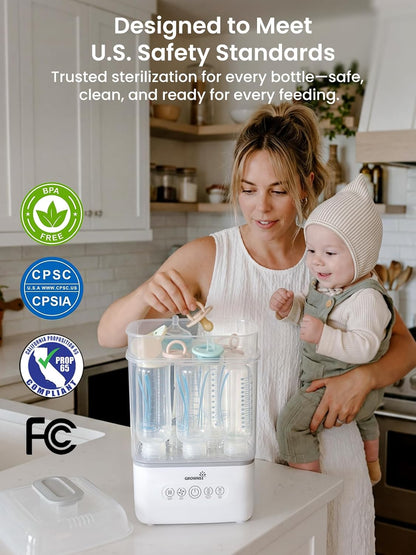 Space Saving Baby Bottle Sterilizer and Dryer with Travel Set