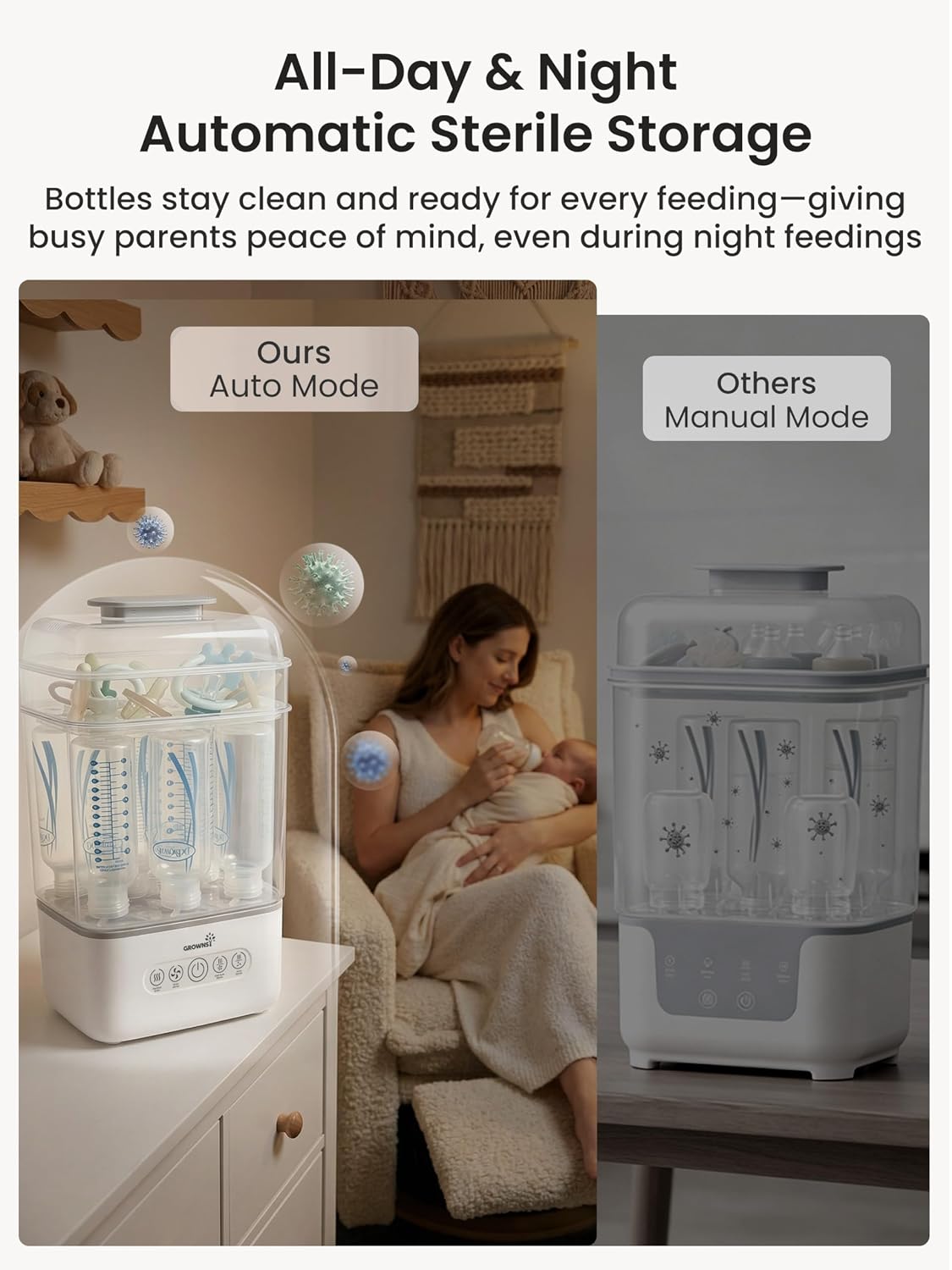 Space Saving Baby Bottle Sterilizer and Dryer with Travel Set