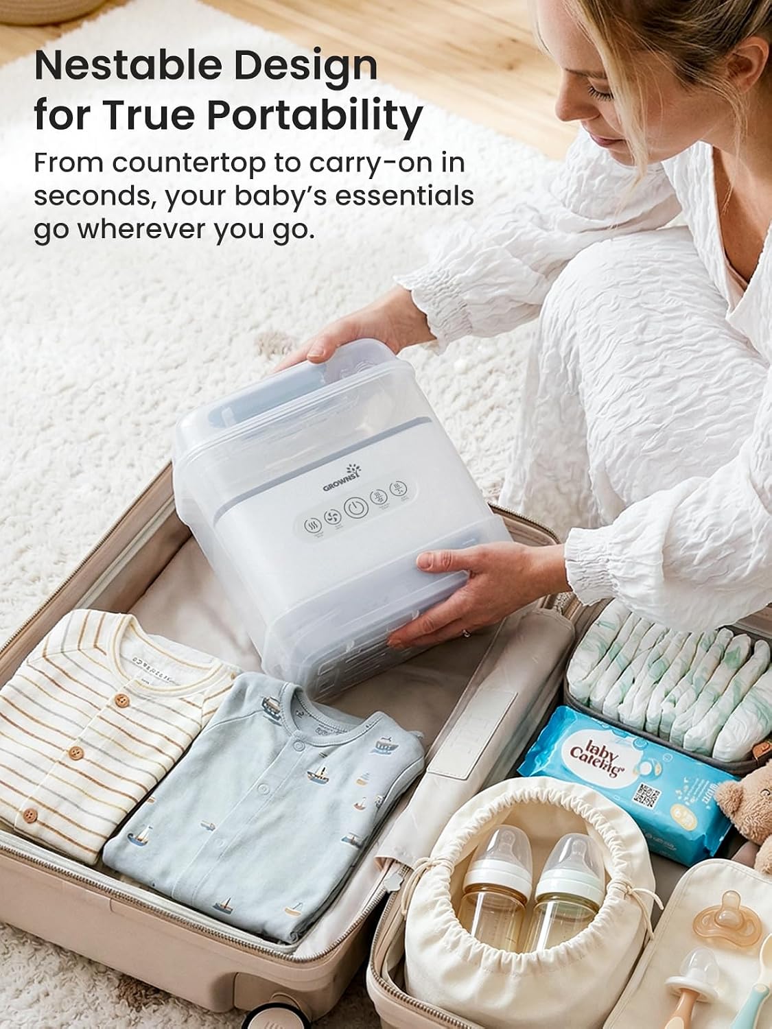Space Saving Baby Bottle Sterilizer and Dryer with Travel Set