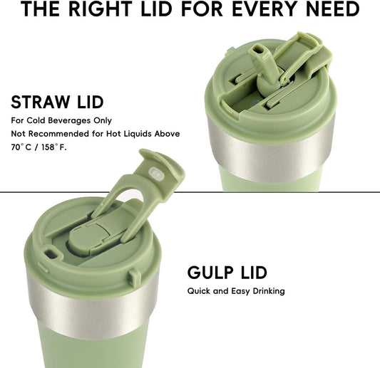 Insulated Travel Coffee Mug, 17oz Stainless Steel Leakproof Flip Straw Cup | Insulated Travel Coffee Mug, 17oz Stainless Steel Leakproof Flip Straw Cup