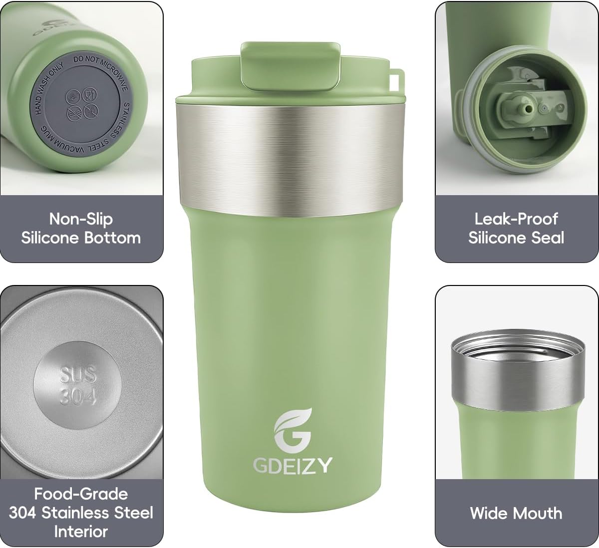 Insulated Travel Coffee Mug, 17oz Stainless Steel Leakproof Flip Straw Cup | Insulated Travel Coffee Mug, 17oz Stainless Steel Leakproof Flip Straw Cup