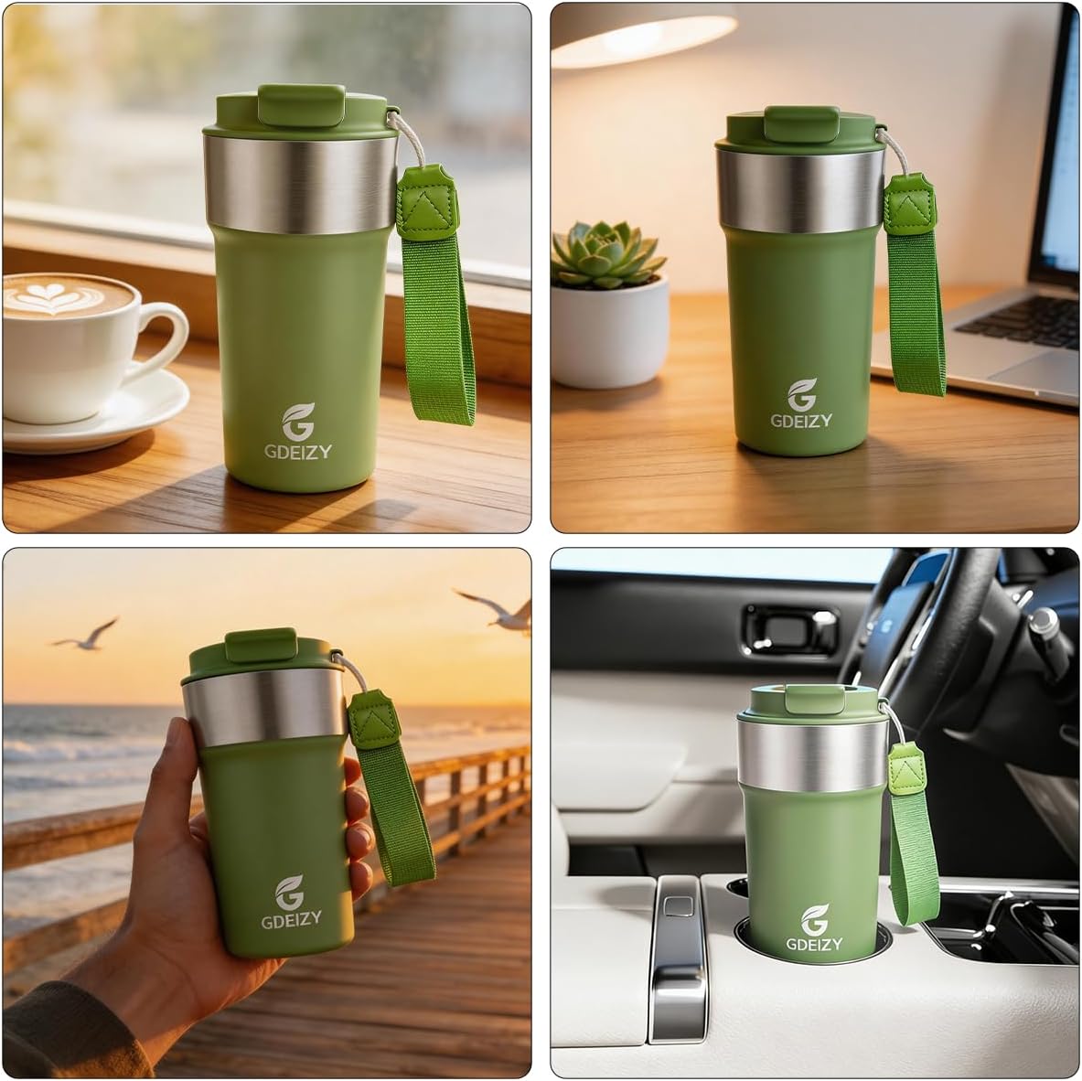 Insulated Travel Coffee Mug, 17oz Stainless Steel Leakproof Flip Straw Cup | Insulated Travel Coffee Mug, 17oz Stainless Steel Leakproof Flip Straw Cup