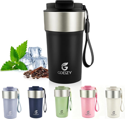 Insulated Travel Coffee Mug, 17oz Stainless Steel Leakproof Flip Straw Cup | Insulated Travel Coffee Mug, 17oz Stainless Steel Leakproof Flip Straw Cup