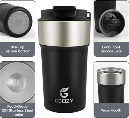Insulated Travel Coffee Mug, 17oz Stainless Steel Leakproof Flip Straw Cup | Insulated Travel Coffee Mug, 17oz Stainless Steel Leakproof Flip Straw Cup
