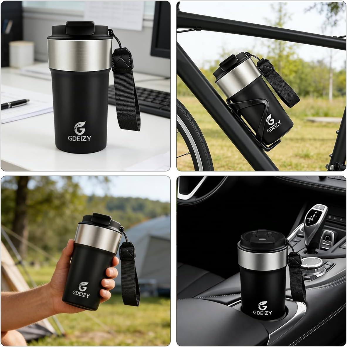 Insulated Travel Coffee Mug, 17oz Stainless Steel Leakproof Flip Straw Cup | Insulated Travel Coffee Mug, 17oz Stainless Steel Leakproof Flip Straw Cup