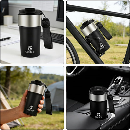 Insulated Travel Coffee Mug, 17oz Stainless Steel Leakproof Flip Straw Cup | Insulated Travel Coffee Mug, 17oz Stainless Steel Leakproof Flip Straw Cup