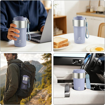 Insulated Travel Coffee Mug, 17oz Stainless Steel Leakproof Flip Straw Cup | Insulated Travel Coffee Mug, 17oz Stainless Steel Leakproof Flip Straw Cup