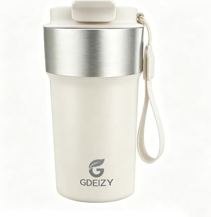 Insulated Travel Coffee Mug, 17oz Stainless Steel Leakproof Flip Straw Cup | Insulated Travel Coffee Mug, 17oz Stainless Steel Leakproof Flip Straw Cup