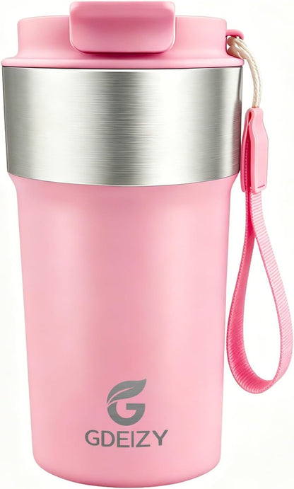 Insulated Travel Coffee Mug, 17oz Stainless Steel Leakproof Flip Straw Cup | Insulated Travel Coffee Mug, 17oz Stainless Steel Leakproof Flip Straw Cup