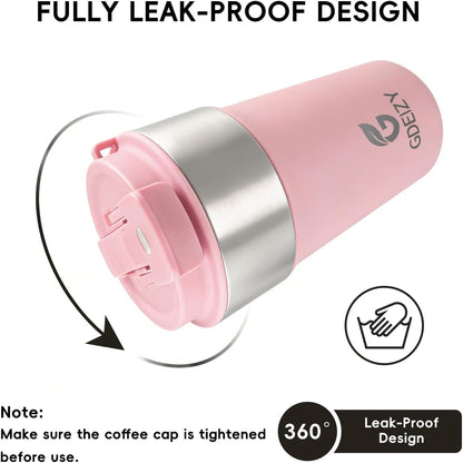 Insulated Travel Coffee Mug, 17oz Stainless Steel Leakproof Flip Straw Cup | Insulated Travel Coffee Mug, 17oz Stainless Steel Leakproof Flip Straw Cup