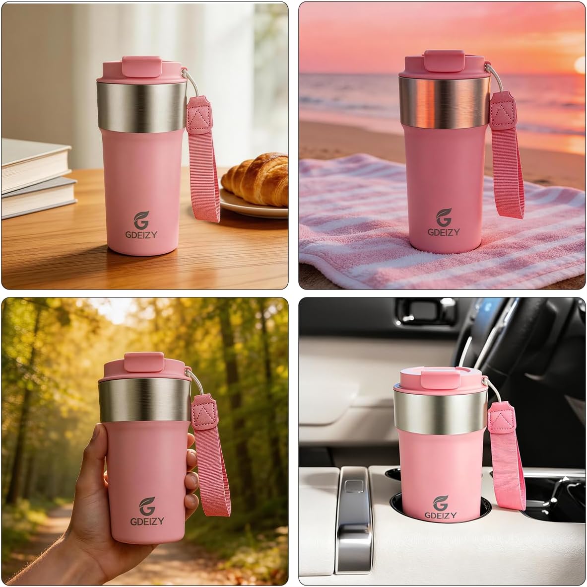 Insulated Travel Coffee Mug, 17oz Stainless Steel Leakproof Flip Straw Cup | Insulated Travel Coffee Mug, 17oz Stainless Steel Leakproof Flip Straw Cup