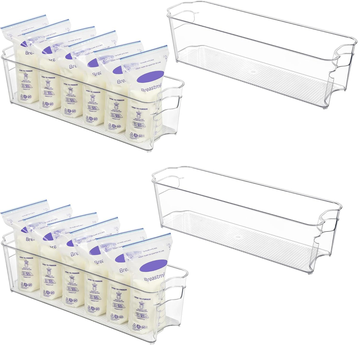 4Pcs Clear Breastmilk Storage Bags Container in Freezer Fridge