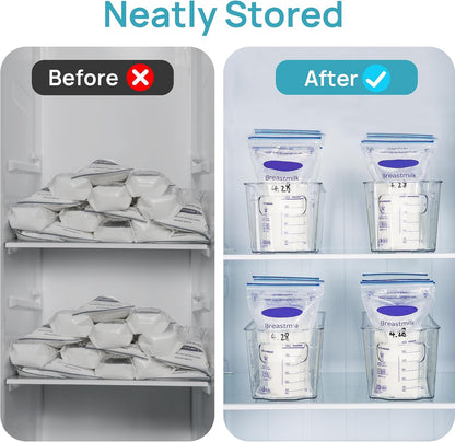 4Pcs Clear Breastmilk Storage Bags Container in Freezer Fridge