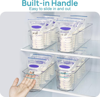 4Pcs Clear Breastmilk Storage Bags Container in Freezer Fridge