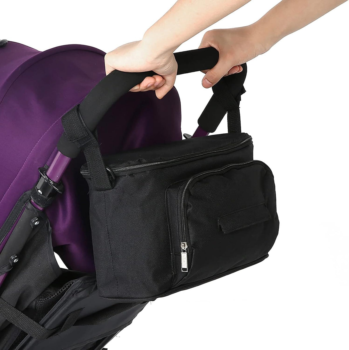 Stroller Organizer, Stroller Cup Holder Attachment Detachable Phone Bag and Shoulder Strap Stroller Cup Holder Stroller Bag Caddy Organizer Storage Bag for Stroller Accessories