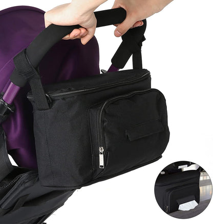 Stroller Organizer, Stroller Cup Holder Attachment Detachable Phone Bag and Shoulder Strap Stroller Cup Holder Stroller Bag Caddy Organizer Storage Bag for Stroller Accessories