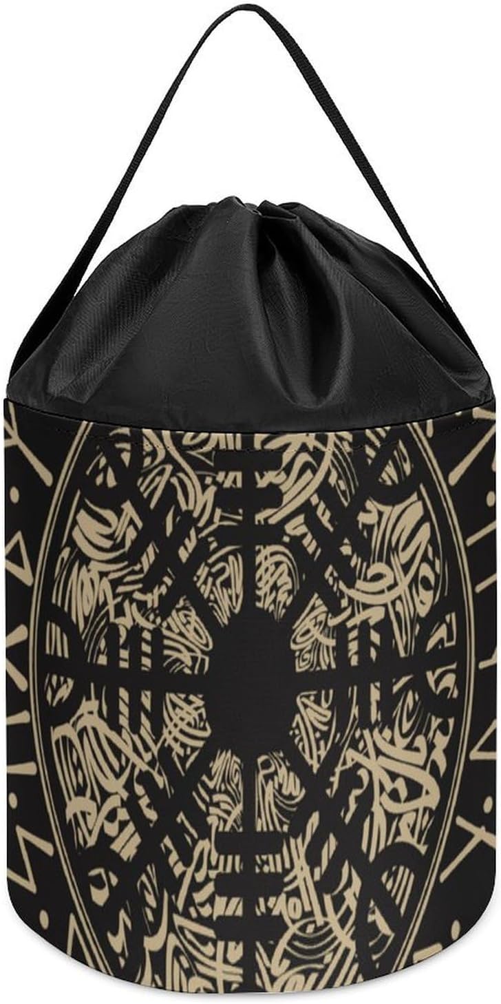 Nordic Viking Syl Rune Compass Large Capacity Portable Storage Bag for Building Blocks