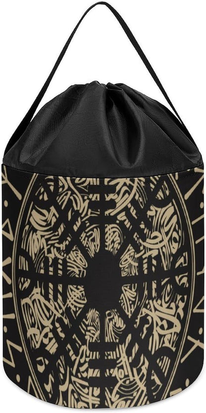 Nordic Viking Syl Rune Compass Large Capacity Portable Storage Bag for Building Blocks