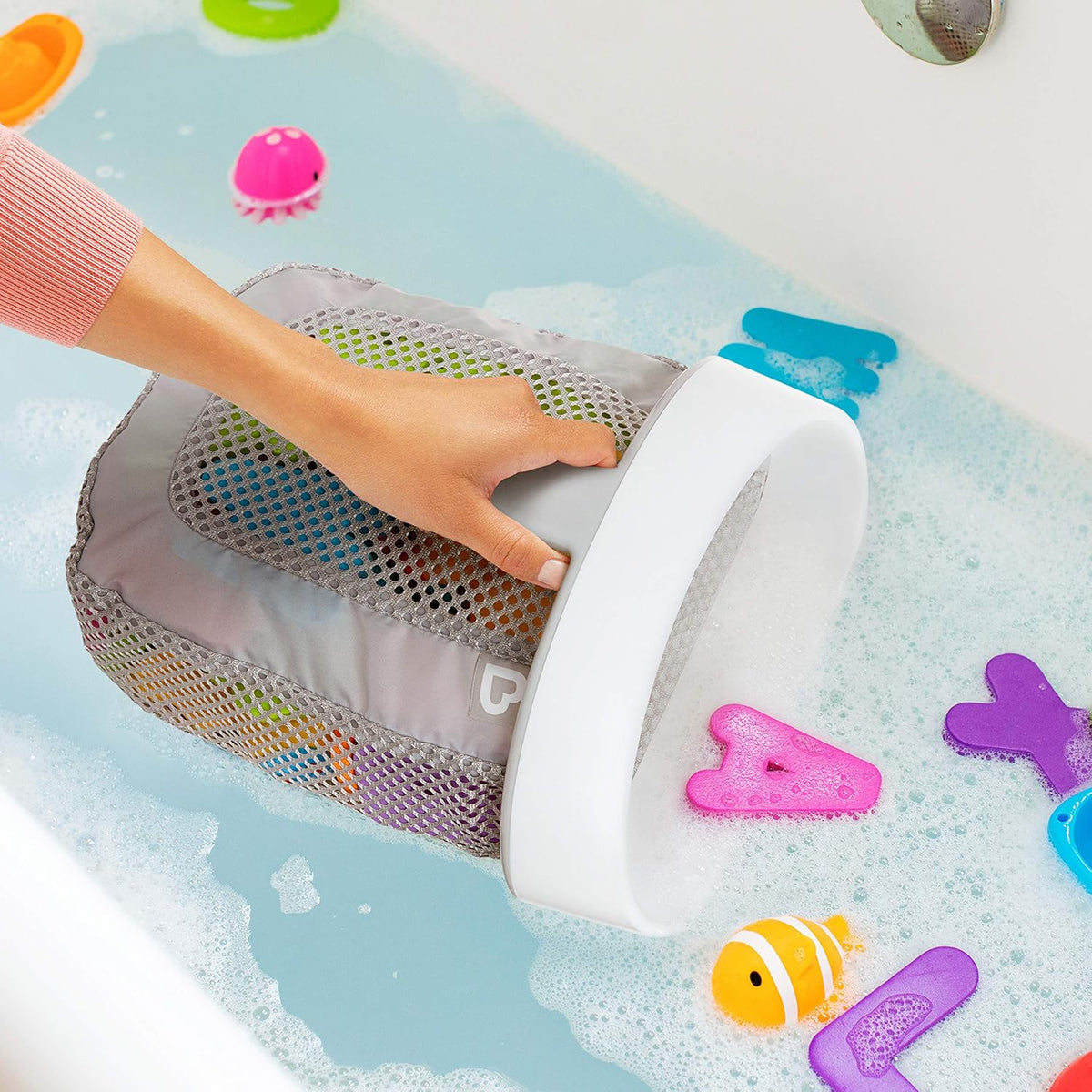 Super Scoop Hanging Bath Toy Organizer, Grey