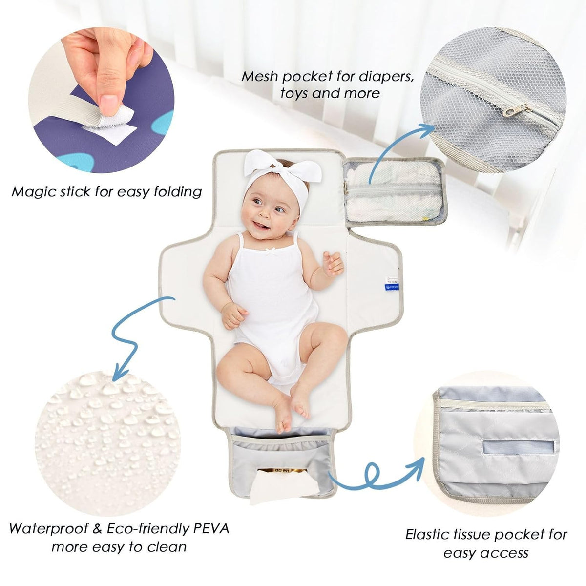 Colorful Starfish Design Portable Diaper Changing Pad for Beach