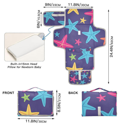 Colorful Starfish Design Portable Diaper Changing Pad for Beach