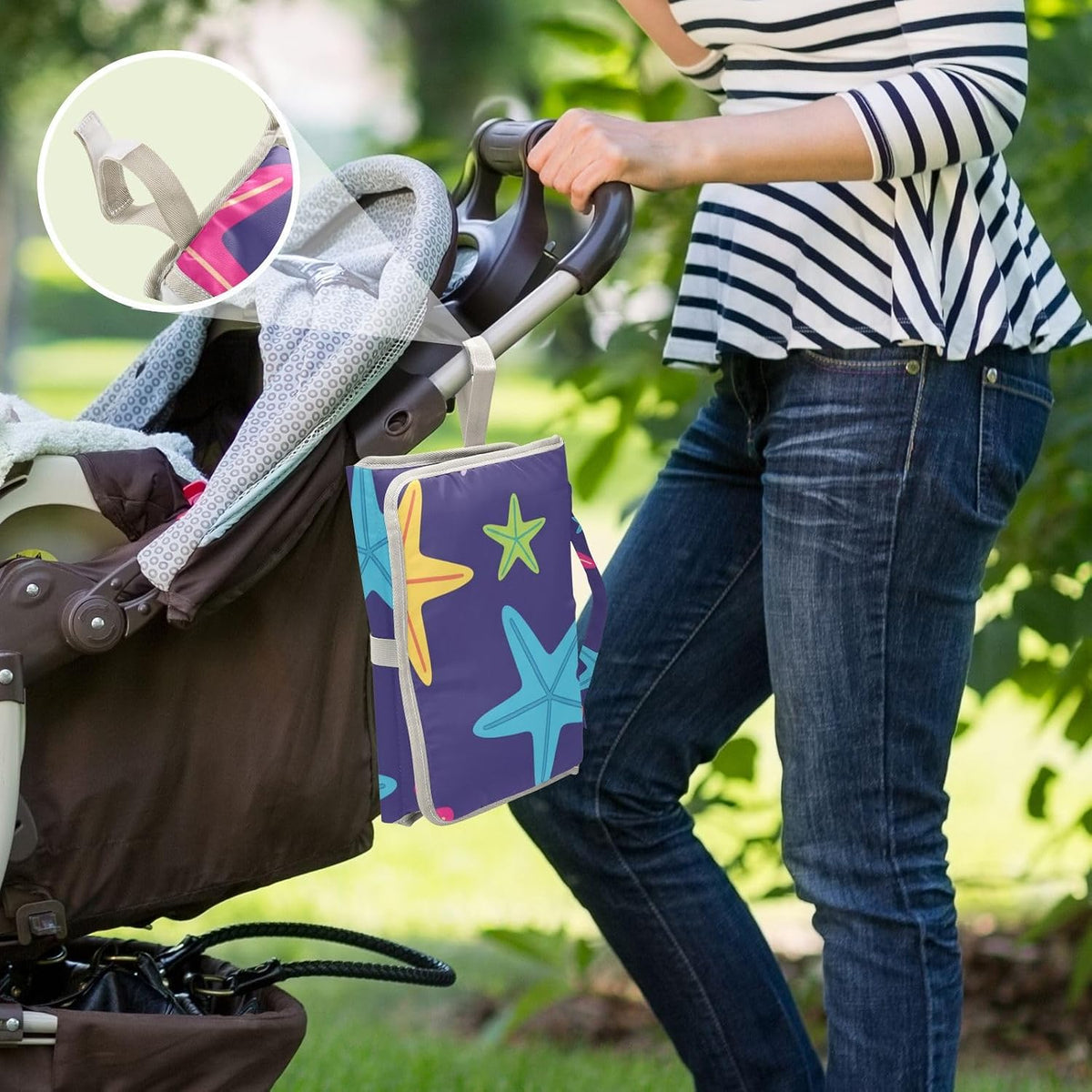 Colorful Starfish Design Portable Diaper Changing Pad for Beach
