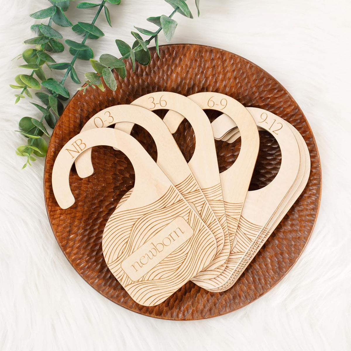 Wooden Baby Closet Dividers - 8-Pack Double-Sided Hangers for Organizing Baby Clothes from Newborn to 24 Months (Infant to Toddler) - Cute and Functional Nursery Decor for Boys and Girls