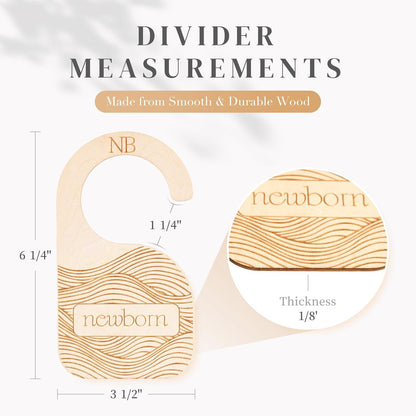 Wooden Baby Closet Dividers - 8-Pack Double-Sided Hangers for Organizing Baby Clothes from Newborn to 24 Months (Infant to Toddler) - Cute and Functional Nursery Decor for Boys and Girls