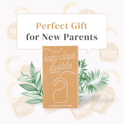 Wooden Baby Closet Dividers - 8-Pack Double-Sided Hangers for Organizing Baby Clothes from Newborn to 24 Months (Infant to Toddler) - Cute and Functional Nursery Decor for Boys and Girls