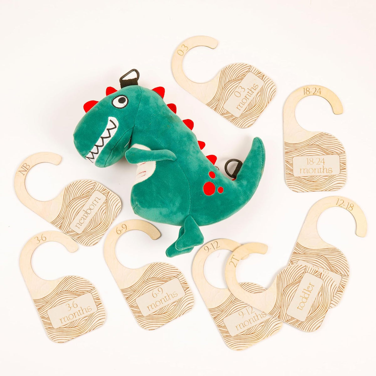 Wooden Baby Closet Dividers - 8-Pack Double-Sided Hangers for Organizing Baby Clothes from Newborn to 24 Months (Infant to Toddler) - Cute and Functional Nursery Decor for Boys and Girls