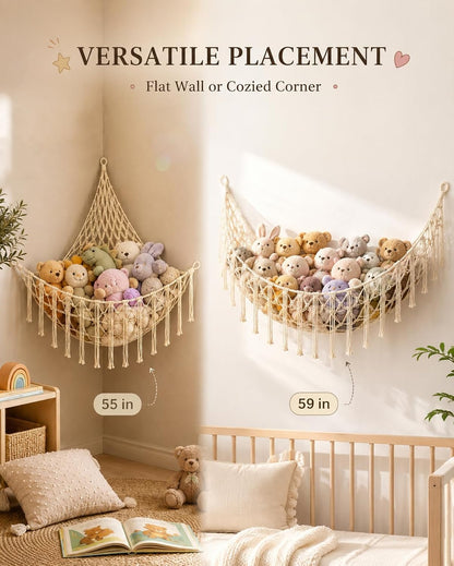 3 Pack Stuffed Animal Net Hammock Toy Storage Organizer