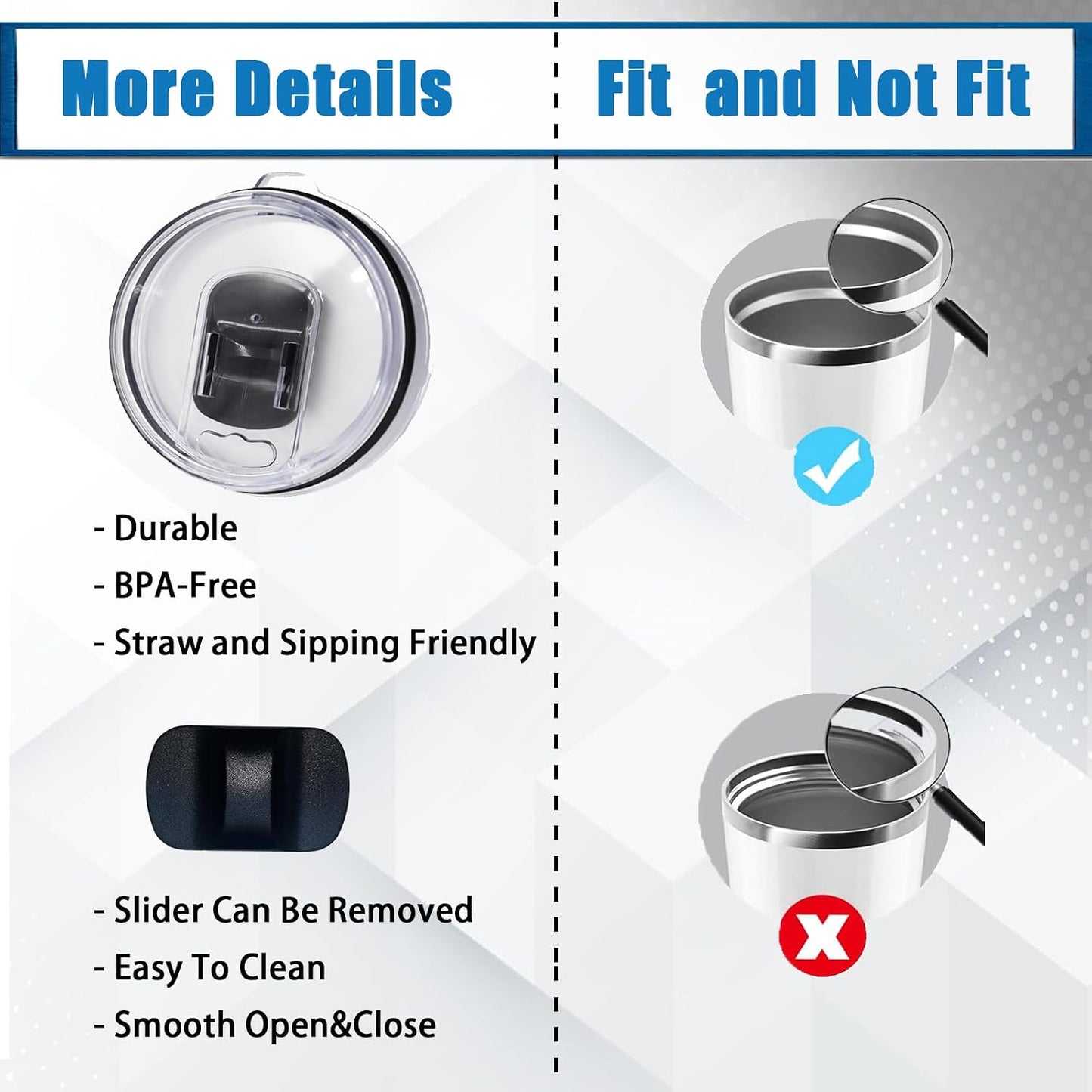 30oz Tumbler Lid, Replacement Lids Compatible for YETI 30 oz Tumbler, 14 oz Mug and 35 oz Straw Mug- Replacement Slide/Cover Magnetic Slider Switch,2Pcs Black