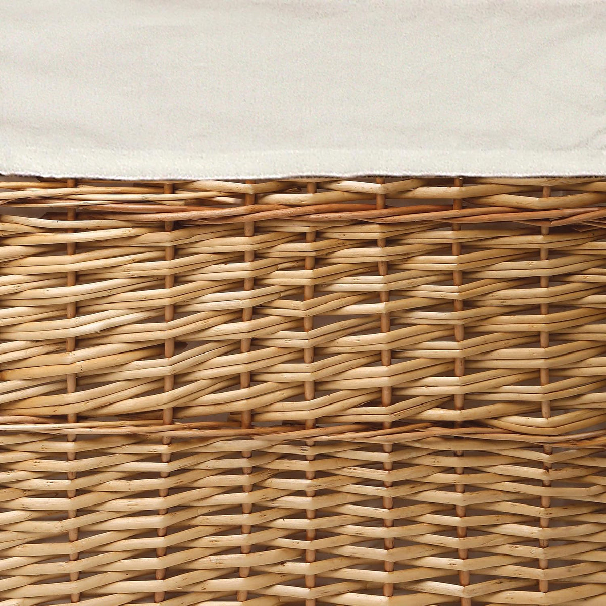 Wicker Nursery Laundry Hampers with Removable Liners and Hinged Lids – Set of 2 Large Clothes Storage Baskets for Baby, Kids, or Home Organization – White/White Finish