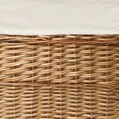 Wicker Nursery Laundry Hampers with Removable Liners and Hinged Lids – Set of 2 Large Clothes Storage Baskets for Baby, Kids, or Home Organization – White/White Finish