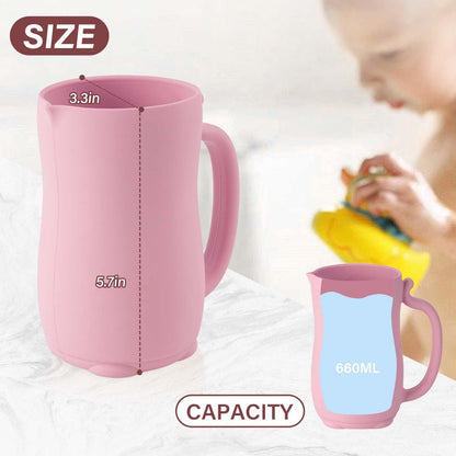 Baby Bath Rinse Cup - Food Grade Silicone - Shampoo & Body Washing Rinser Cup for Kids with Easy Grip Handle to Rinse Baby Shampoo and Soap - Baby Essentials (Light Green)