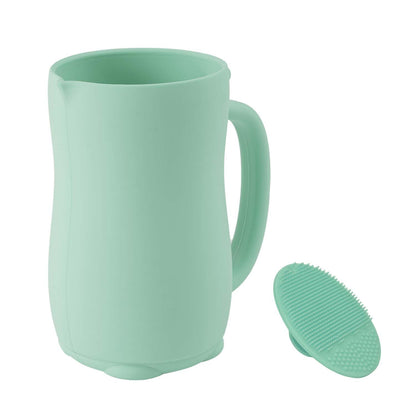 Baby Bath Rinse Cup - Food Grade Silicone - Shampoo & Body Washing Rinser Cup for Kids with Easy Grip Handle to Rinse Baby Shampoo and Soap - Baby Essentials (Light Green)