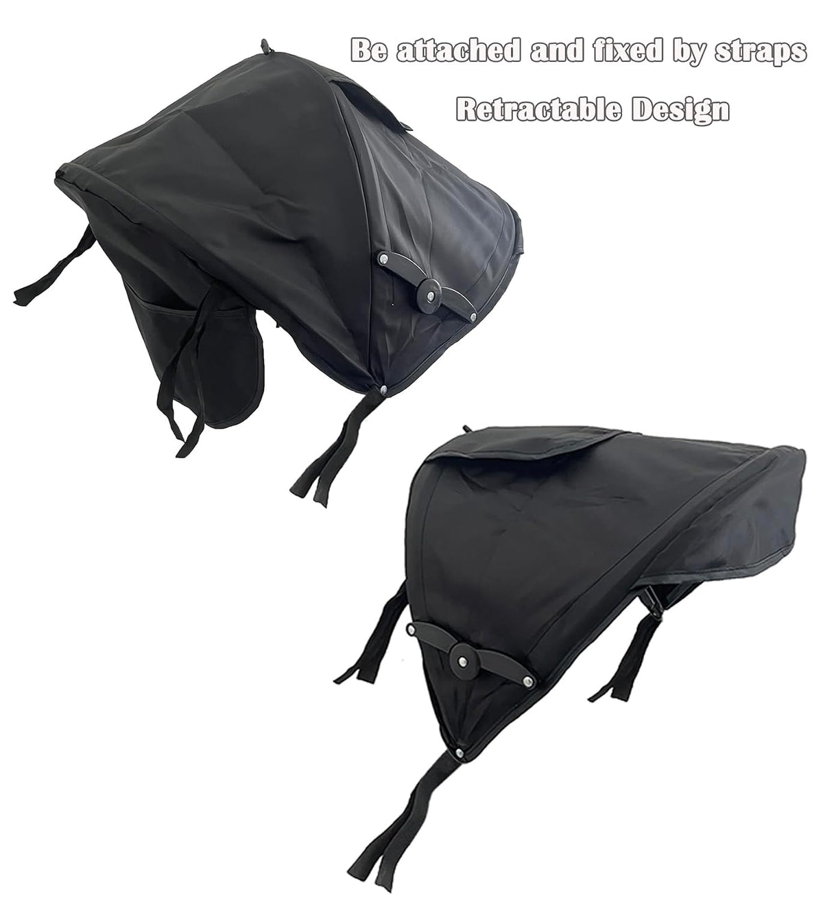 Universal Stroller Sun Shade Umbrella Stroller Canopy Pram Sunshade Retractable Stroller Replacement Parts Shade for Buggy Pushchair with Mesh Window Storage Pocket Adjustable