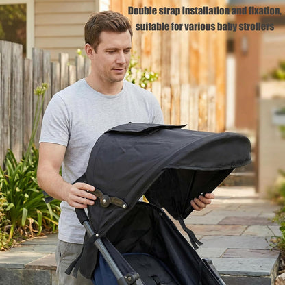 Universal Stroller Sun Shade Umbrella Stroller Canopy Pram Sunshade Retractable Stroller Replacement Parts Shade for Buggy Pushchair with Mesh Window Storage Pocket Adjustable