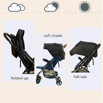Universal Stroller Sun Shade Umbrella Stroller Canopy Pram Sunshade Retractable Stroller Replacement Parts Shade for Buggy Pushchair with Mesh Window Storage Pocket Adjustable