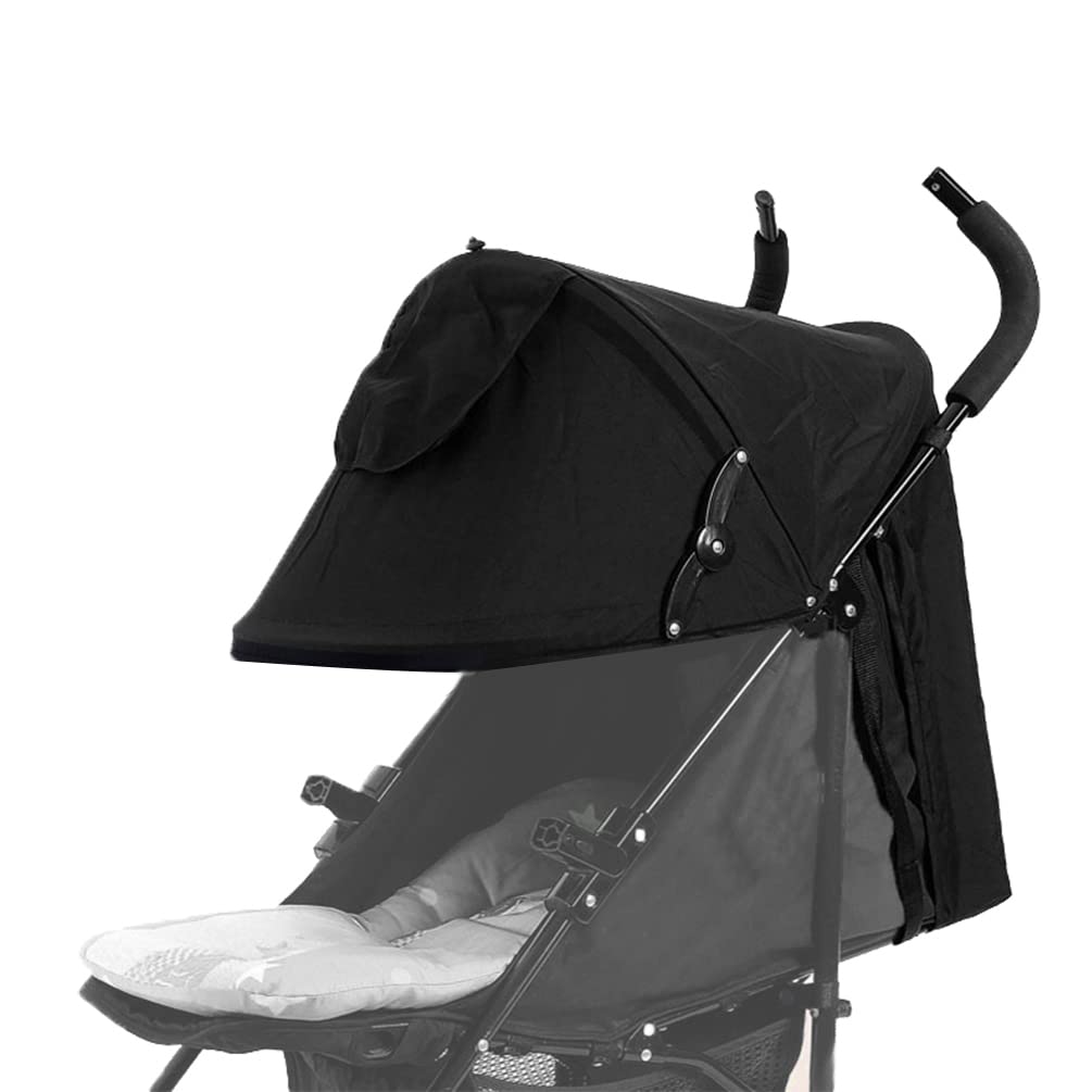 Universal Stroller Sun Shade Umbrella Stroller Canopy Pram Sunshade Retractable Stroller Replacement Parts Shade for Buggy Pushchair with Mesh Window Storage Pocket Adjustable