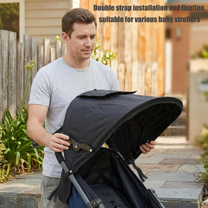 Universal Stroller Sun Shade Umbrella Stroller Canopy Pram Sunshade Retractable Stroller Replacement Parts Shade for Buggy Pushchair with Mesh Window Storage Pocket Adjustable